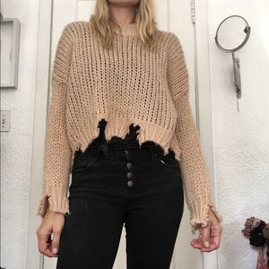 Raw Hem Blush knit sweater